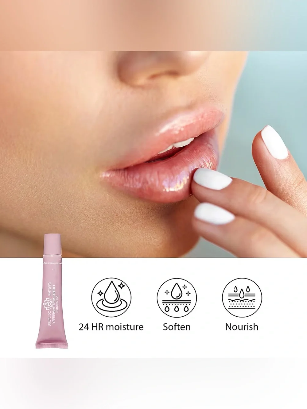 Rachel Couture Strawberry Lip Balm 15ml NIB 24H Moisture Vegan Hydrating